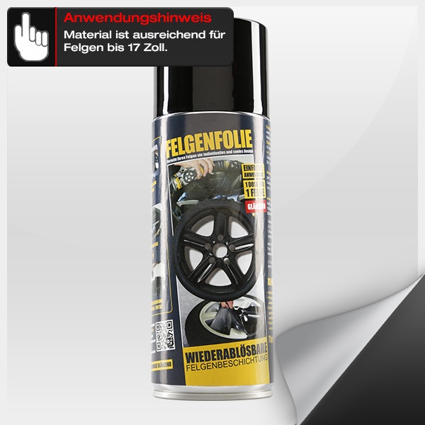 FELGENFOLIE-SPRAY, 400 ml, schwarz glänzend (€42,25/l)