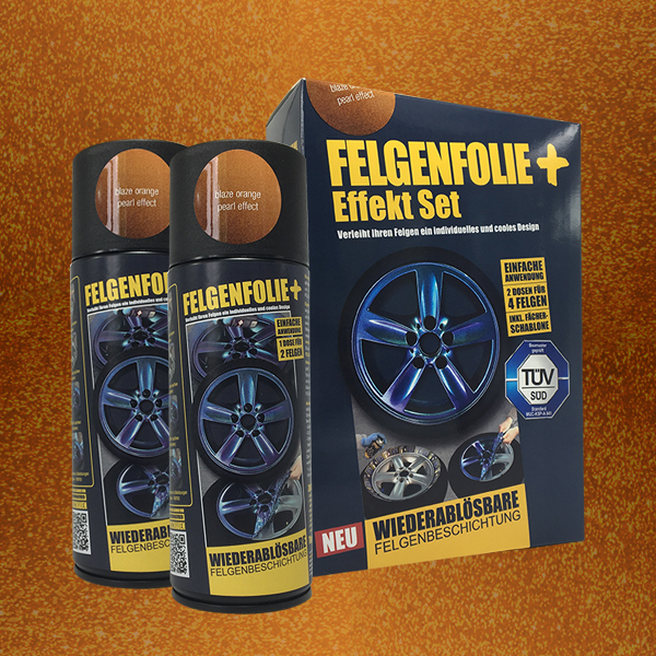 FELGENFOLIE+ Effekt Set, 2 x 400 ml, Perleffekt, Blaze Orange Pearl Effect (€44,99/l)