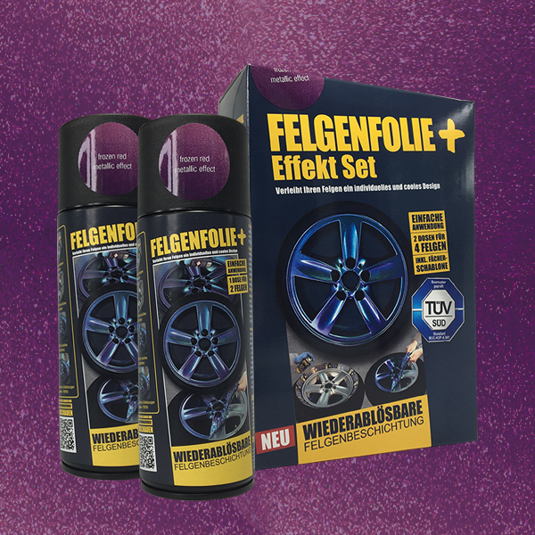 FELGENFOLIE+ Effekt Set, 2 x 400 ml, Metallic Effekt, Frozen Red Metallic Effect (€44,99/l)