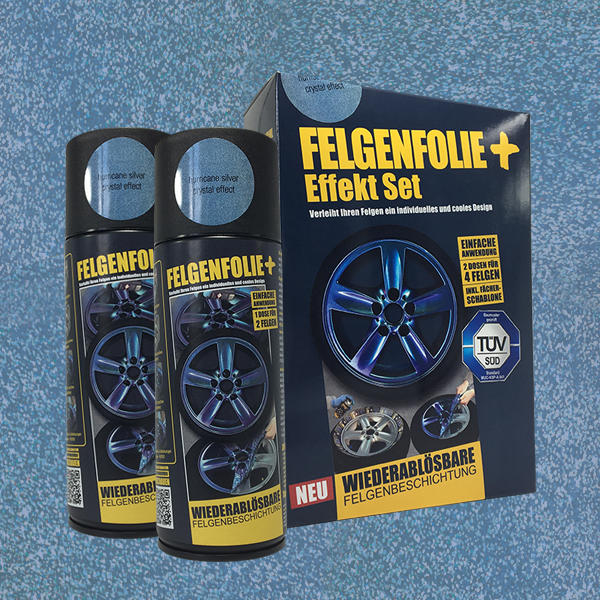 FELGENFOLIE+ Effekt Set, 2 x 400 ml, Kristalleffekt, Hurricane Silver Crystal Effect (€44,99/l)