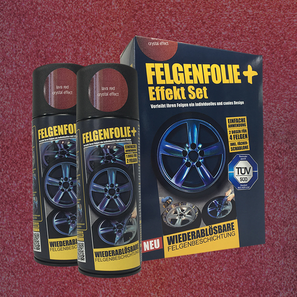 FELGENFOLIE+ Effekt Set, 2 x 400 ml, Kristalleffekt, Lava Red Crystal Effect (€44,99/l)