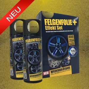 mibenco 71001203 FELGENFOLIE Set, 4 x 400 ml, Schwarz Glänzend