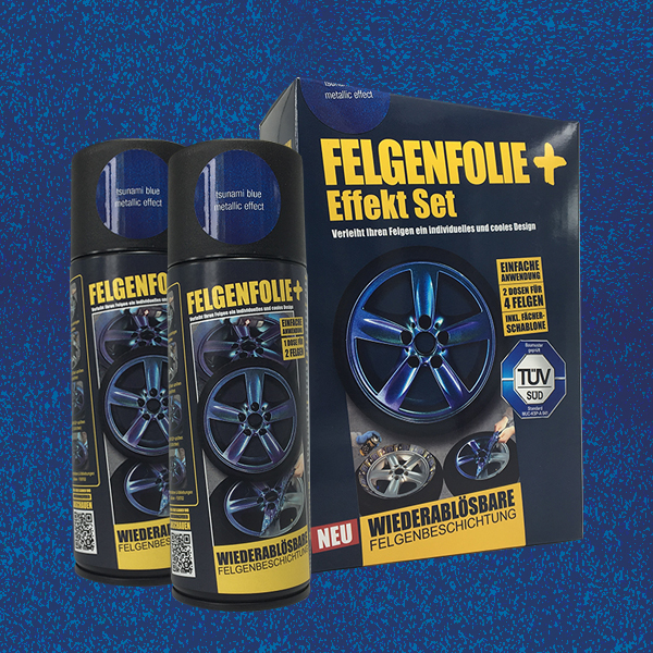 FELGENFOLIE+ Effekt Set, 2 x 400 ml, Metallic Effekt, Tsunami Blue Metallic Effect (€44,99/l)